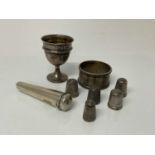 Small group of Victorian and later silver items to include a cheroot holder, (Birmingham 1899), a si