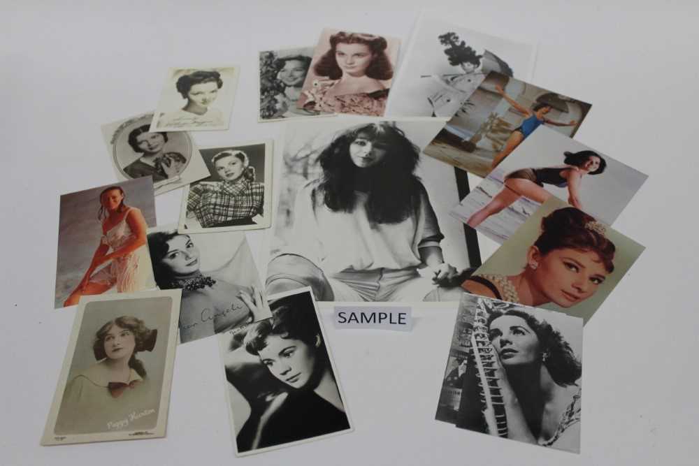 Collection of 1950s-80s female film star ephemera including black & white and coloured photographs