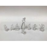 Swarovski crystal Disney figures to include Snow White and the seven dwarfs and four other Swarovski