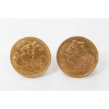 G.B. - Gold Half Sovereigns Edward VII 1905 GF & 1910 F (2 coins)