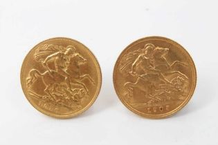 G.B. - Gold Half Sovereigns Edward VII 1905 GF & 1910 F (2 coins)