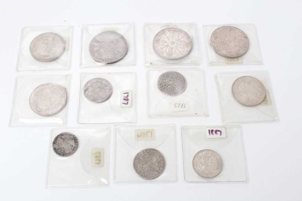 G.B. - Mixed silver coins to include Shillings Anne 1714 (N.B. Roses & plumes) VG-AF, George I 1723