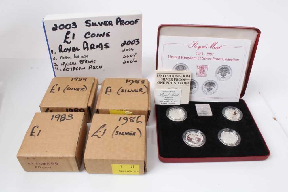 G.B. - Royal Mint mixed silver proof £1 coins to include 1983, 1984, 1985, 1986 x 2, 1987, 1988, 198