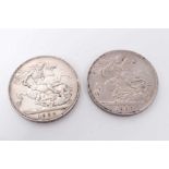 G.B. - Edward VII silver Crowns 1902 x 2 GF-AVF (2 coins)