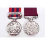 Victorian medal pair comprising India General Service medal with Bhootan clasp named to 167 W Hewitt