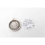 G.B. - Silver William III Shilling 1697 (N.B. Set in silver circular pendant mount) otherwise GF, a