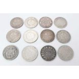 France - Mixed circa mid to late 19th century silver 5 Franc coins in mixed grades F to AEF (12 coin