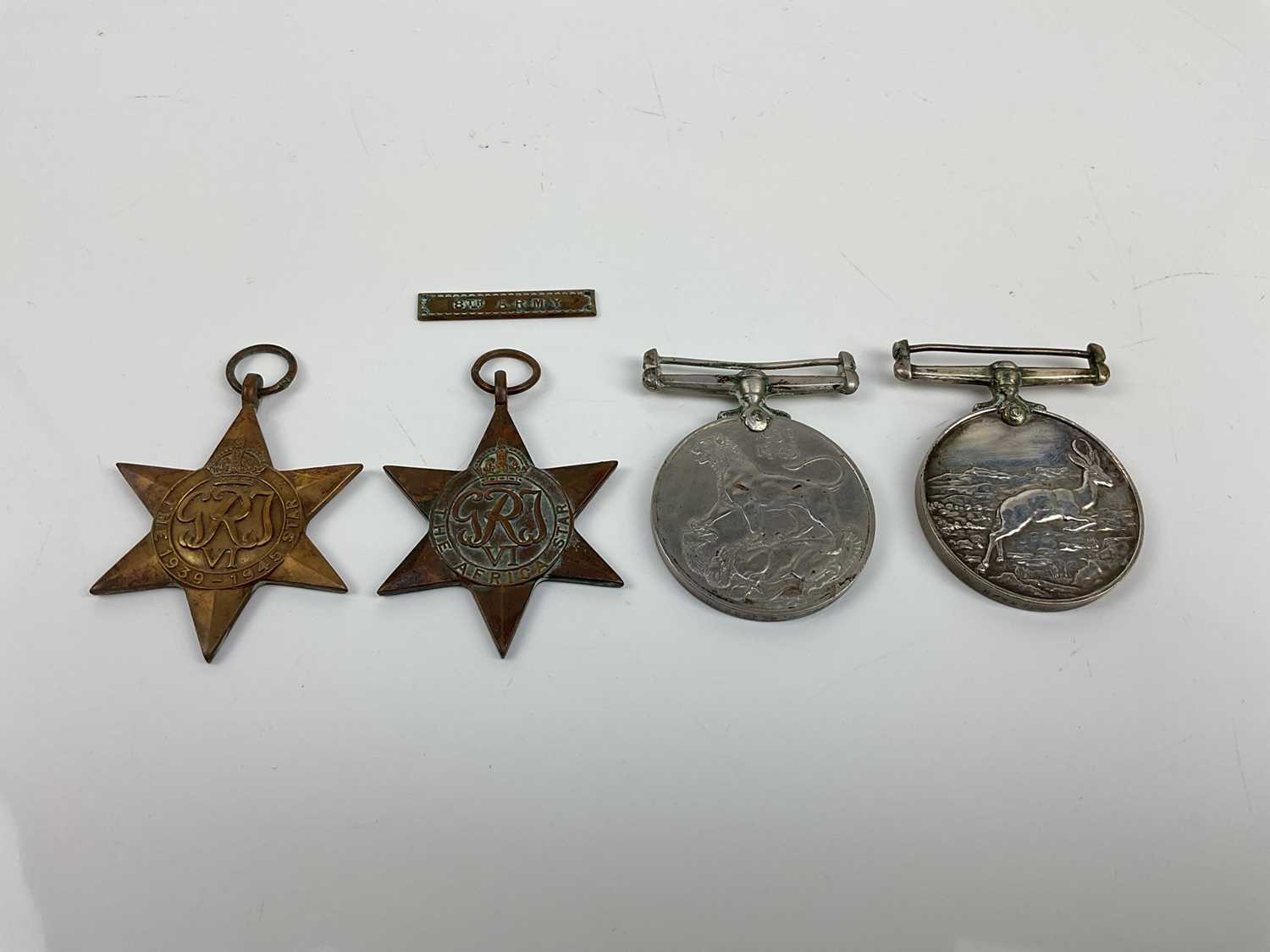 Second World War South African medal group comprising 1939 - 1945 Star, Africa Star with 8th Army c