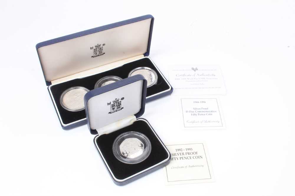 World - Royal Mint silver proof commemorative issues to include 1991-1995 World War II 50th Annivers