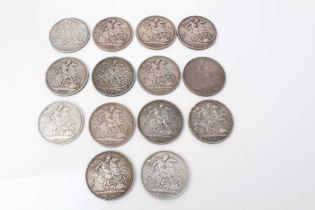 G.B. - Mixed silver Victoria JH Crowns to include 1889 x 7, 1890 x 2, 1891 x 2 & 1892 x 3 (N.B. Mixe
