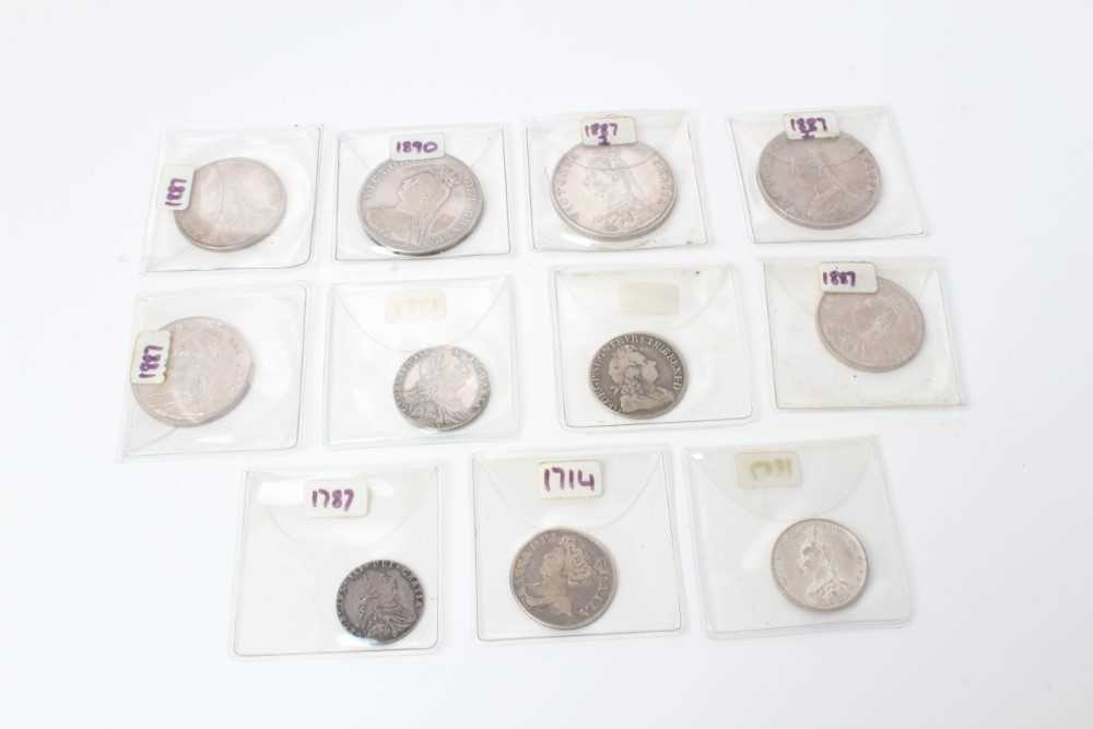 G.B. - Mixed silver coins to include Shillings Anne 1714 (N.B. Roses & plumes) VG-AF, George I 1723 - Image 2 of 2