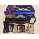 Group of mainly 1930s - 50s Masonic Regalia to include silver, silver gilt and gilt metal jewels an
