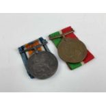 First World War pair comprising Mercantile Marine War medal and War medal, named to James Kernarne.