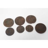 Russia - Mixed copper coins to include Paul I, 2 Kopeks 1798EM x 2 VG & GF, 1799EM AF, 1 Kopek 1800E