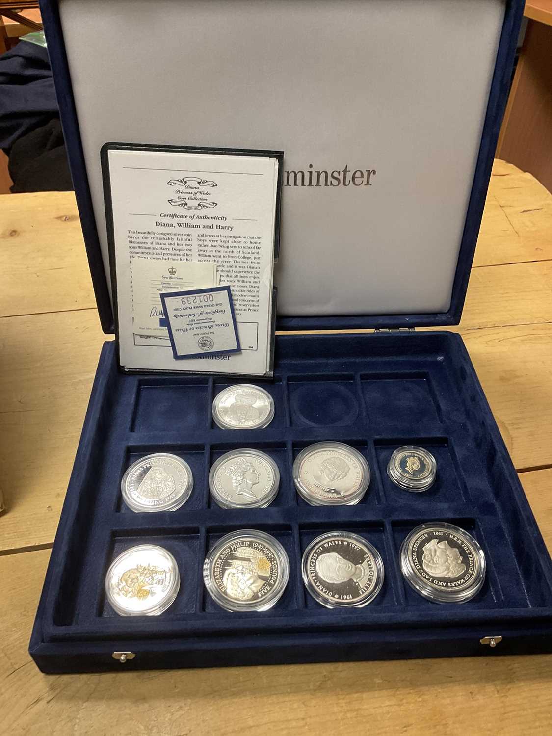 World - Mixed coinage to include Westminster silver proof Crowns commemorating Diana Princess of Wal