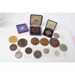 World - Mixed commemorative Medallions to include G.B. silver Edward VII Coronation 1902 (Dia: 31mm)