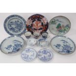 Group of 18th and 19th century Chinese porcelain, including Imari, blue and white and famille rose d