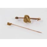 Gold nugget brooch and stick pin