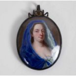 Christian Friedrich Zincke (c.1685-1767) enamel portrait miniature, portrait of Lady Anne Furness, a