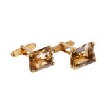 Pair of gem-set gold cufflinks (tests as approximately 18ct gold)