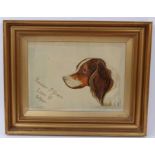 Early 20th century WWI period Belgian silkwork picture of a spaniel