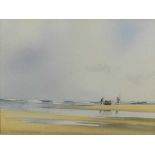 Godfrey Sayers, contemporary, two watercolours - Fishing Holkham, 27cm x 36cm and Blakeney Harbour,
