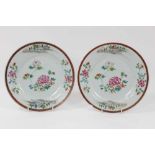 A pair of unusual Chinese famille rose plates, Qianlong