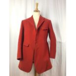 Gentleman's red hunt coat, lacking buttons, size 42