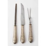 1960s Silver handled three piece carving set