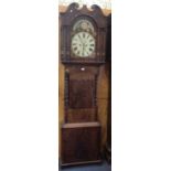 Victorian 8-day longcase clock signed Robert Jones, Liverpool with painted arched dial painted with