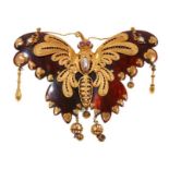 19th century gold and tortoiseshell butterfly brooch