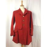 Gentleman's red hunt coat with brass Essex Hunt buttons