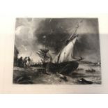 David Lucas after John Constable, mezzotint, View on the Orwell, circa 1855, plate 14 x 17cm