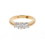 Leo Diamond three stone ring with three round brilliant cut diamonds estimated to weigh approximatel