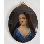 Attributed to Peter Crosse (c. 1685-1724) oil, portrait miniature of a Lady