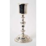 Late 19th century French silver plated and white metal chalice in case