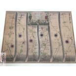 John Ogilby, two 18th century hand-coloured road maps, London to Harwich and Chelmsford to Bury St E