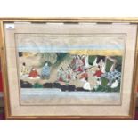 Group of five Japanese Edo period gouache and gilt paintings on paper, depicting scenes from the Tal