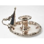 Regency Sheffield plated chamber candlestick and snuffer by Matthew Bolton with cast shell and gadro