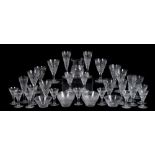 Service of Edinburgh and Leith cut crystal glassware including nine red wine glasses, four champagne