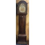 Early 19th century 8-day longcase clock with arched gilt and silvered dial with strike silent dial i