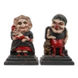 Pair of Punch and Judy cast iron doorstops
