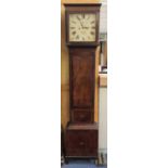 George III Irish mahogany and patera inlaid longcase clock by Gaskin, Dublin, with white painted ena