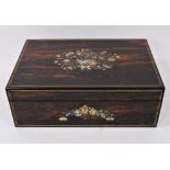 Mid-19th century coromandel and mother of pearl inlaid writing box