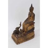 Thai gilded bronze Buddha figure with attendant gods