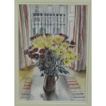*Richard Bawden (b.1936) watercolour - Chrysanthemum, signed, 31.5cm x 22cm, exhibition label verso,