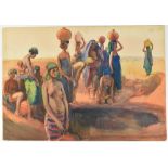 *Gerald Spencer Pryse (1882-1956) watercolour - Women at the Well, Kano, 54cm x 77cm, titled verso,