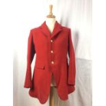 Gentleman's red hunt coat by Bernard Weatherill Ltd with brass Essex Hunt buttons