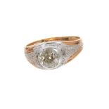 Antique diamond ring with an old cut diamond estimated to weigh approximately 1.2cts in white gold r