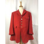 Gentleman's red hunt coat by John G Hardy with silver plated Essex Hunt buttons